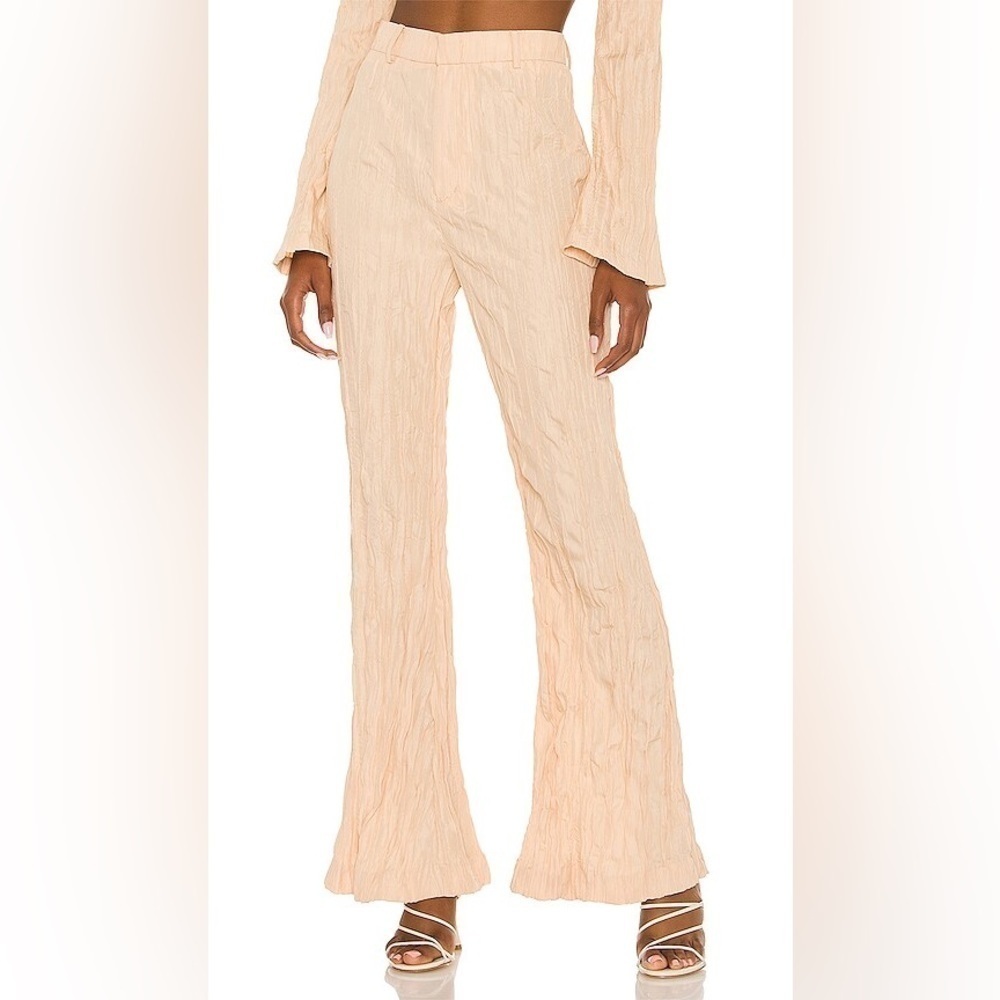 Song of Style Women's Simone Pants Beige Size S Crinkle Trousers Business Casual